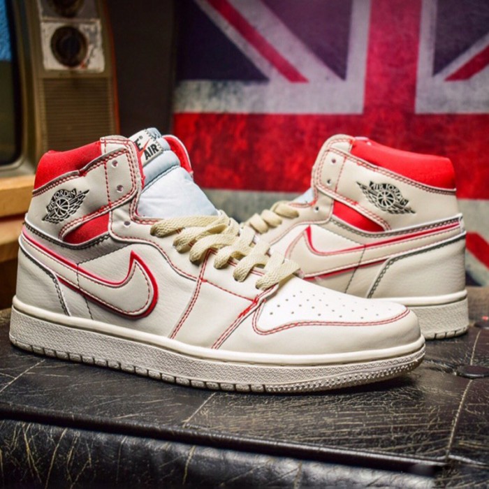 Air Jordan 1 Retro Phantom Gym Red OG AJ1 Basketball Shoes-Khkai/Red_13741