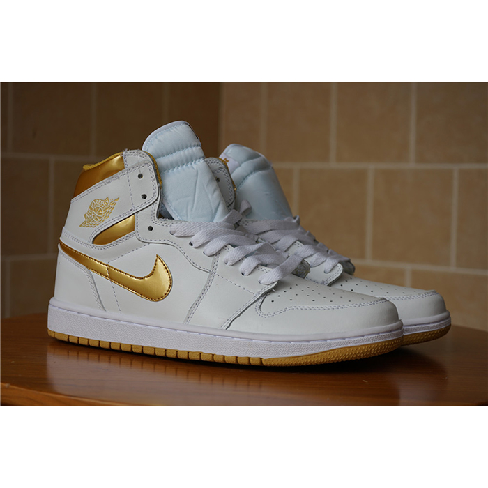 Jordan 1 Series AJ1 Running Shoes-White/Gold_38679