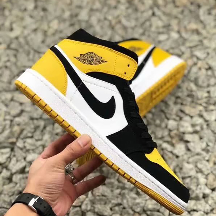 Air Jordan 1 MID "Yellow TOE" Running Shoes-Yellow/White_23213
