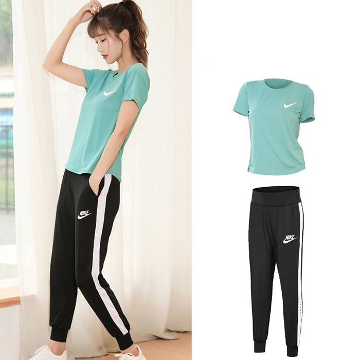 2 Piece Set Quick drying Yoga For Women's Running Fitness T-Shirt Sports Wear Fitness Clothing Women Training Set Pants Sport Suit-7623352