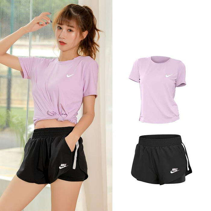 2 Piece Set Quick drying Yoga For Women's Running Fitness T-Shirt Sports Wear Fitness Clothing Women Training Set Pants Sport Suit-8141902