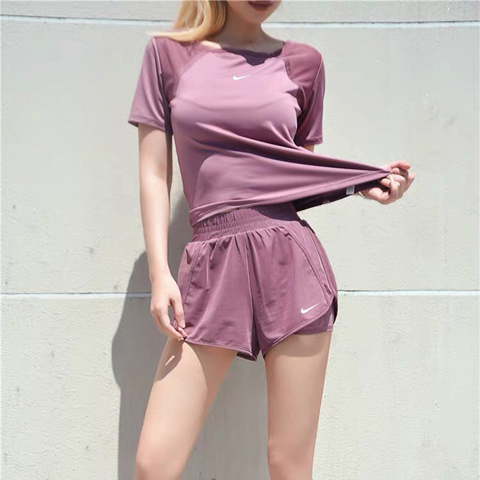2 Piece Set Quick drying Yoga For Women's Running Fitness T-Shirt Sports Wear Fitness Clothing Women Training Set Pants Sport Suit-6286360