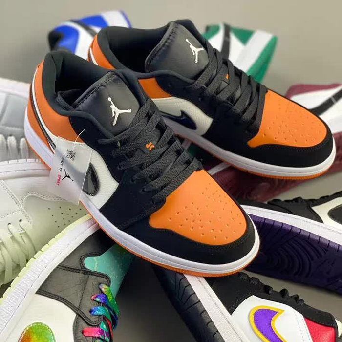 Crossover Air Jordan 1 Retro Low AJ1 Running Shoes-Black/Orange-5387757