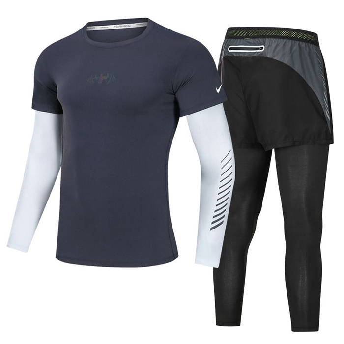 2 Piece Set Quick drying For men's Running Fitness Sports Wear Fitness Clothing men Training Set Sport Suit-7044018