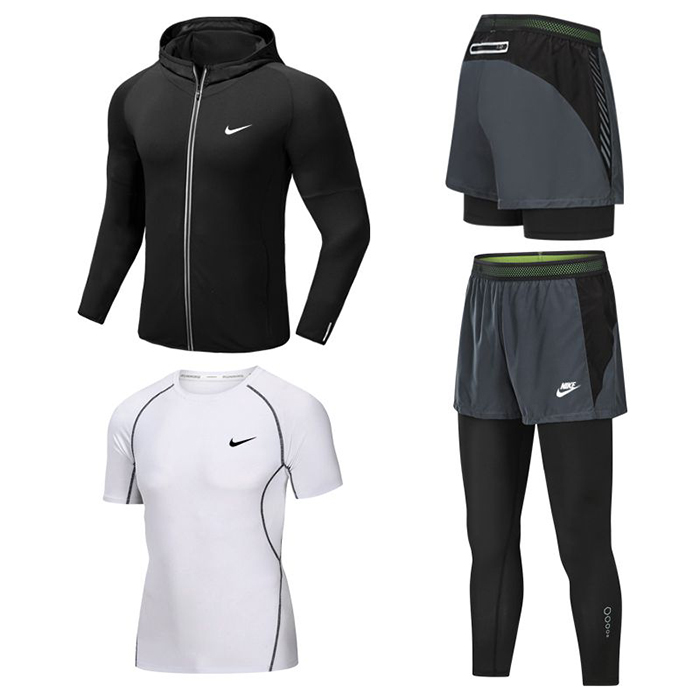 4 Piece Set Quick drying For men's Running Fitness Sports Wear Fitness Clothing men Training Set Sport Suit-5679532