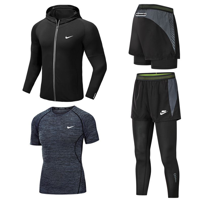4 Piece Set Quick drying For men's Running Fitness Sports Wear Fitness Clothing men Training Set Sport Suit-7639206