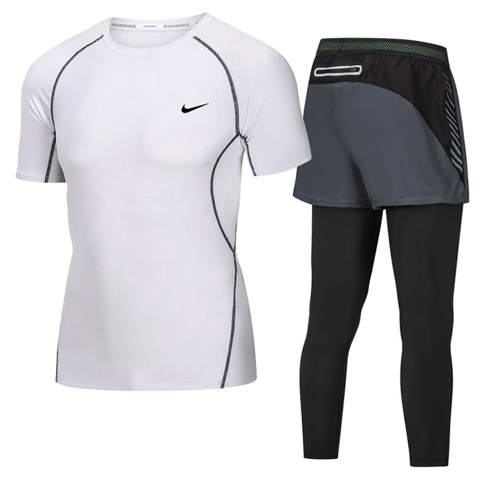 2 Piece Set Quick drying For men's Running Fitness Sports Wear Fitness Clothing men Training Set Sport Suit-9672691
