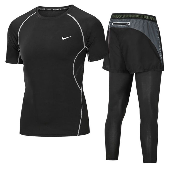 2 Piece Set Quick drying For men's Running Fitness Sports Wear Fitness Clothing men Training Set Sport Suit-5735083