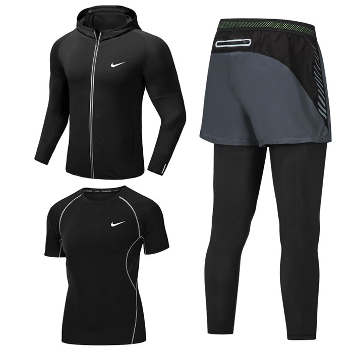 3 Piece Set Quick drying For men's Running Fitness Sports Wear Fitness Clothing men Training Set Sport Suit-9096206