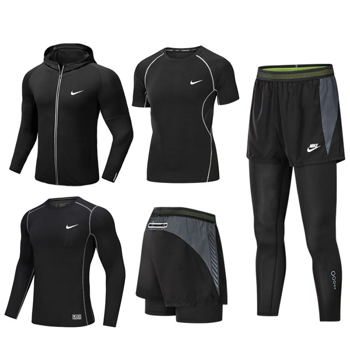 5 Piece Set Quick drying For men's Running Fitness Sports Wear Fitness Clothing men Training Set Sport Suit-5441941