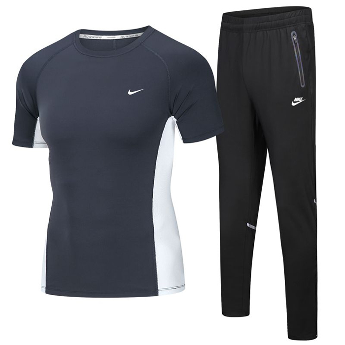 2 Piece Set Quick drying For men's Running Fitness Sports Wear Fitness Clothing men Training Set Sport Suit-8100318