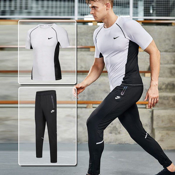 2 Piece Set Quick drying For men's Running Fitness Sports Wear Fitness Clothing men Training Set Sport Suit-7722473