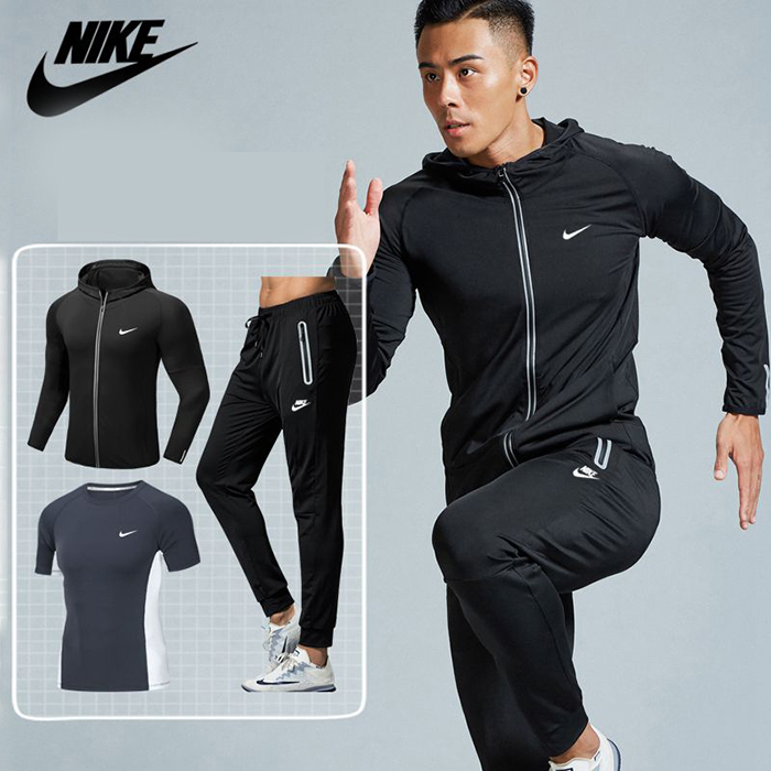 3 Piece Set Quick drying For men's Running Fitness Sports Wear Fitness Clothing men Training Set Sport Suit-9042701