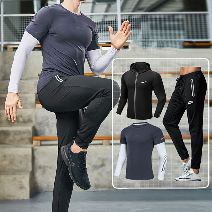 3 Piece Set Quick drying For men's Running Fitness Sports Wear Fitness Clothing men Training Set Sport Suit-3518496