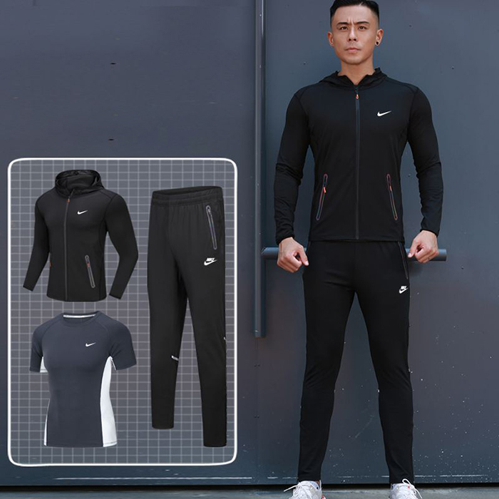 3 Piece Set Quick drying For men's Running Fitness Sports Wear Fitness Clothing men Training Set Sport Suit-5859195