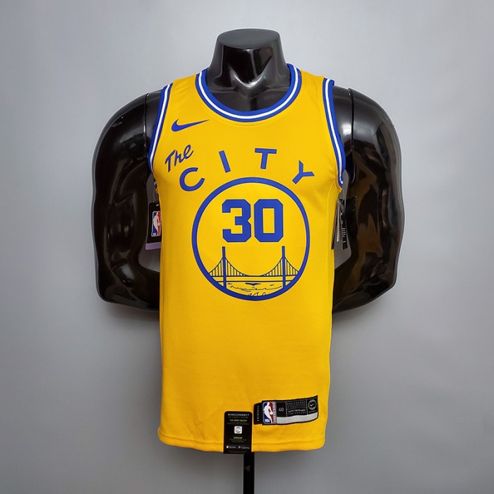 Tram version CURRY#30 Golden State Warriors yellow NBA jersey-7660273