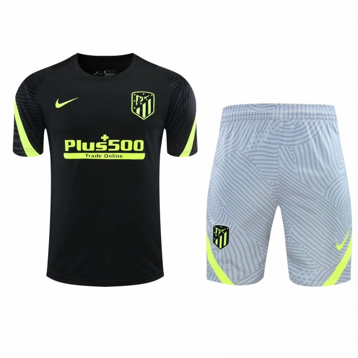 2021 Atletico Madrid black training suit (Shirt + Pant)-2216118