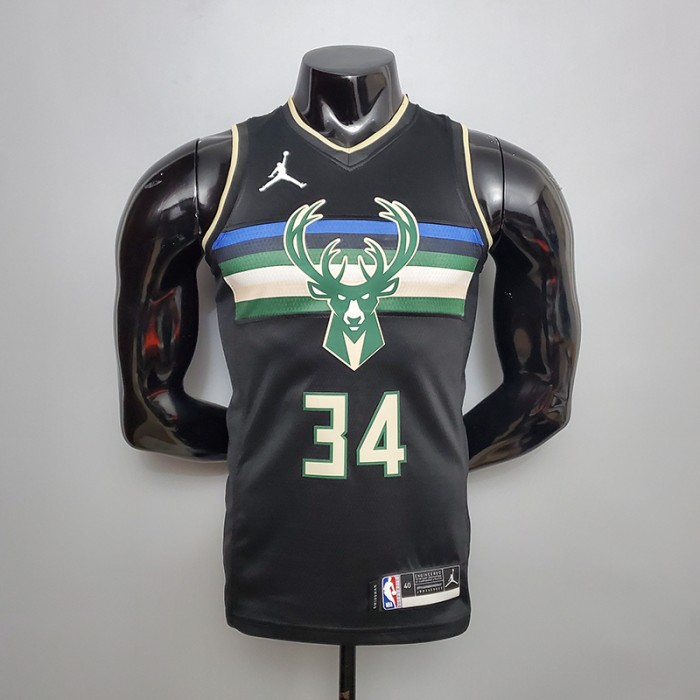 New Bucks Jordan Antetokounmpo #34 Theme Edition Black-7728769