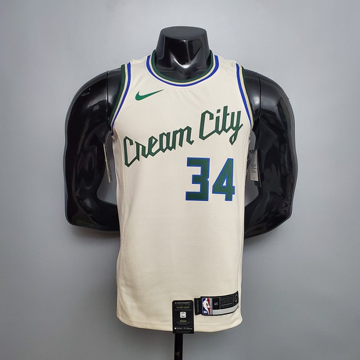Antetokounmpo#34 Bucks Beige NBA jersey-6412870