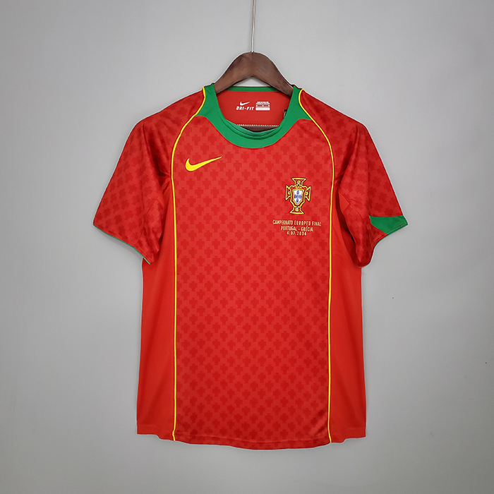 Retro Portugal 2004 home version short sleeve training suit