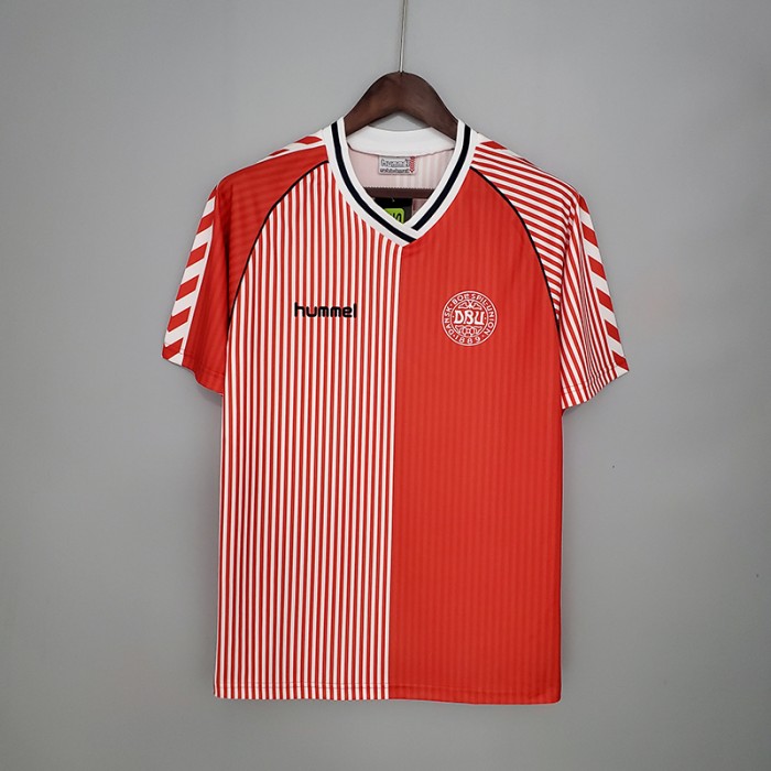 Retro Denmark 1986 home version short sleeve training suit