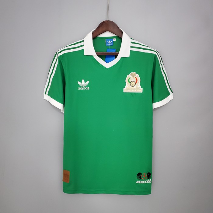 Retro Mexico 1986 home version short sleeve training suit