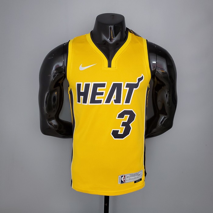 2021 WADE#3 Heat Bonus Edition Yellow NBA Jersey