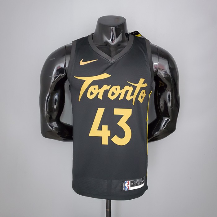 2021 season SIAKAM#43 Raptors black gold NBA Jersey