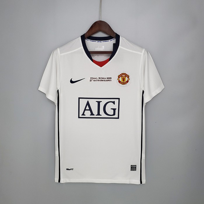 Retro Manchester United 08 09 Champions League away white Jersey version short sleeve 5351656