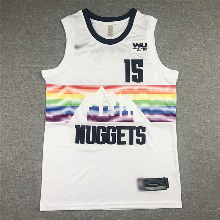 Denver Nuggets 15 White Snow Mountain City Edition NBA Jersey 5680309