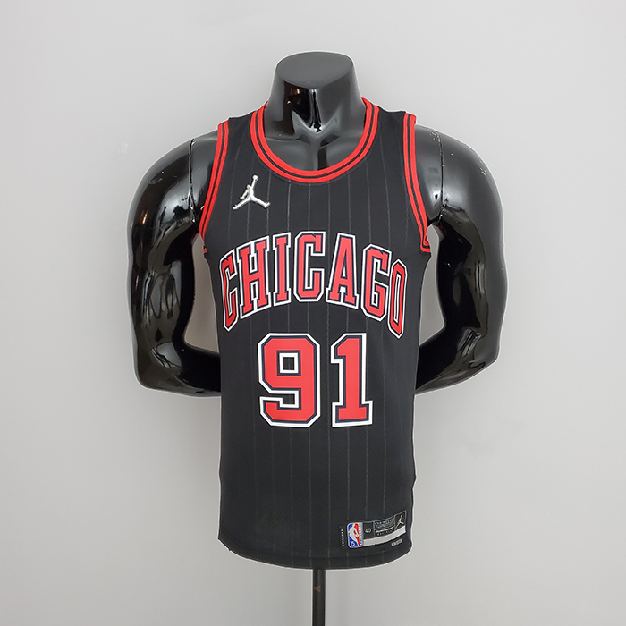75th Anniversary Rodman #91 Chicago Bulls Flyers Black NBA Jersey-9742013