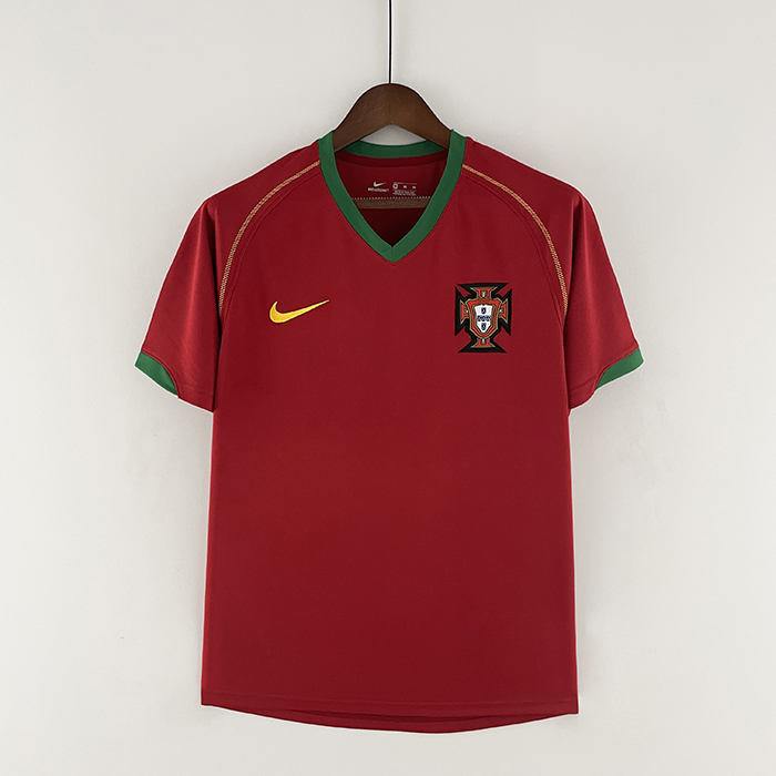 Retro Portugal 2006 home Red Jersey version short sleeve-7969057