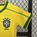 Retro Kids 1998 Brazil Home Kids Yellow Jersey Kit short Sleeve (Shirt + Short)-5206878
