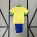 2024 Kids Brazil Home Yellow Kids Jersey Kit short Sleeve (Shirt + Short)-2608140