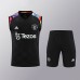 24/25 Manchester United M-U Training Black Jersey Kit Sleeveless (Vest + Short)-5975517