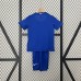 Retro kids 08/09 Manchester United M-U Third Away Blue Kids Jersey Kit short Sleeve (Shirt + Short)-8584276