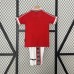 Retro kids 98/99 Manchester United M-U Home Red White Kids Jersey Kit short Sleeve (Shirt + Short)-7534339