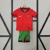 2024 Kids Portugal Home Kids Red Jersey Kit short sleeve (Shirt + Short + Socks)-1726836