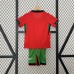 2024 Kids Portugal Home Kids Red Jersey Kit short sleeve (Shirt + Short + Socks)-1726836