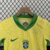 2024 Kids Brazil Home Kids Yellow Jersey Kit short sleeve (Shirt + Short + Socks)-5070469
