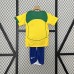 Retro 2004 Kids Brazil Home Yellow Green Kids Jersey Kit short sleeve (Shirt + Short)-3855296