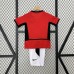 Retro 02/04 Kids Manchester United M-U Home Red Black Kids Jersey Kit short sleeve (Shirt + Short)-8123336
