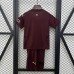 24/25 Kids Manchester City Third Away Wine Red Kids Jersey Kit short sleeve (Shirt + Short)-6816012