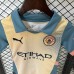 24/25 Kids Manchester City Fourth Away Khkai Blue Kids Jersey Kit short sleeve (Shirt + Short)-1113561
