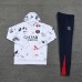 24/25 Paris Saint-Germain PSG White Hooded Edition Classic Jacket Training Suit (Sweatshirt+Pant)-5651145
