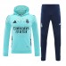 24/25 Real Madrid Blue Hooded Edition Classic Jacket Training Suit (Sweatshirt+Pant)-791353