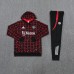 24/25 Manchester United M-U Red Black Hooded Edition Classic Jacket Training Suit (Top+Pant)-1270196