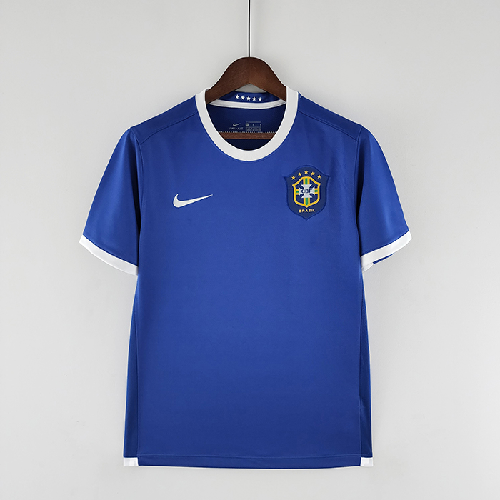 Retro 2006 Brazil away Blue Jersey short sleeve-5600053