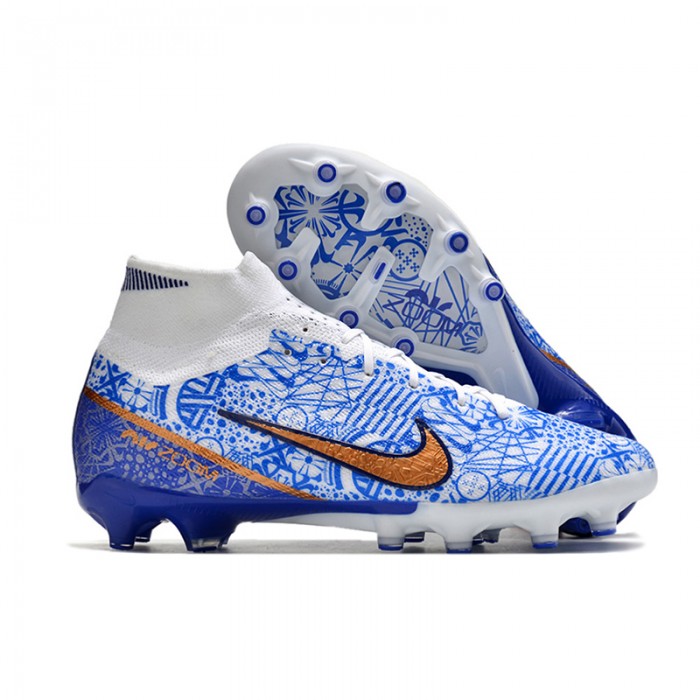 Air Zoom Mercurial Superfly IX Elite AG HIGH Soccer Shoes-White/Blue-4462128