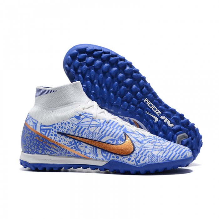 Superfly 8 Academy TF HIGH Soccer Shoes-White/Blue-2116677